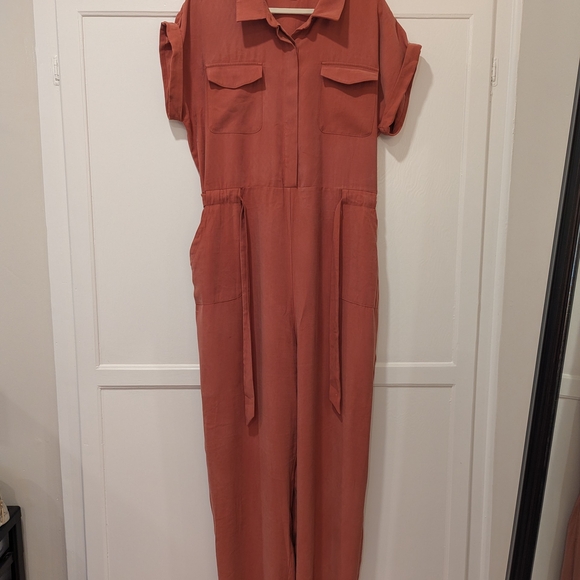 Alfani Orange Jumpsuit with Rolled Sleeves and Defined Waistline - Picture 4 of 4